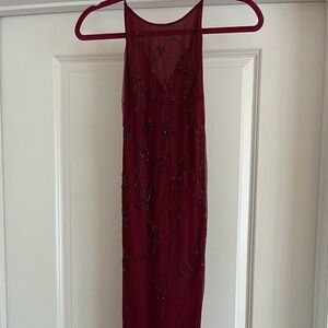 Vintage Morgan & Co Prom Dress Red Beaded Long Formal Dress Size 6